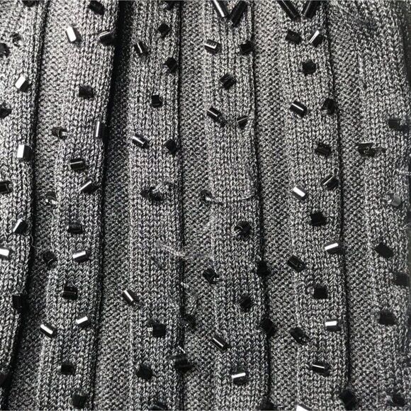 Women's Vintage 90s Black Beaded Classy Off The Shoulder Knit Sweater Top / M - Picture 6 of 8